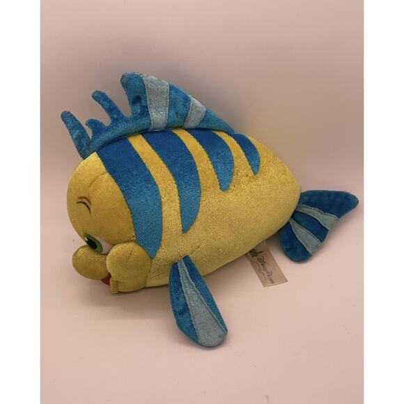 Flounder Plush Disney Parks The Little Mermaid Stuffed Animal Toy Authentic Fish - Picture 1 of 9